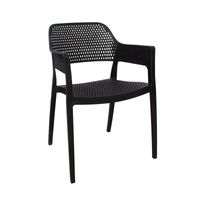 Czarne krzesło ogrodowe HILE 193B – z podłokietnikami, sztaplowane, do ogrodu i restauracji