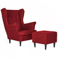 Fotel uszak skandynawski z podnóżkiem eko skóra Family Meble