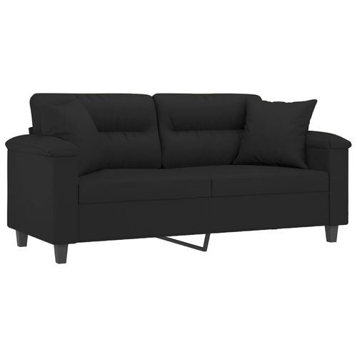 2-osobowa sofa z poduszkami, czarna, 140 cm, mikrofibra na Arena.pl