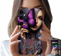 ETUI DO SAMSUNG GALAXY M55 5G - ANTI SOCIAL BUTTERFLY RÓŻOWY MOTYL + SZKŁO