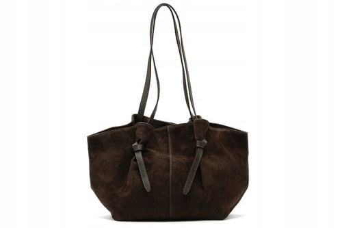 Czekoladowa torebka zamszowa shopper brąz SKÓRA ZAMSZ NATURALNY Vera Pelle na Arena.pl