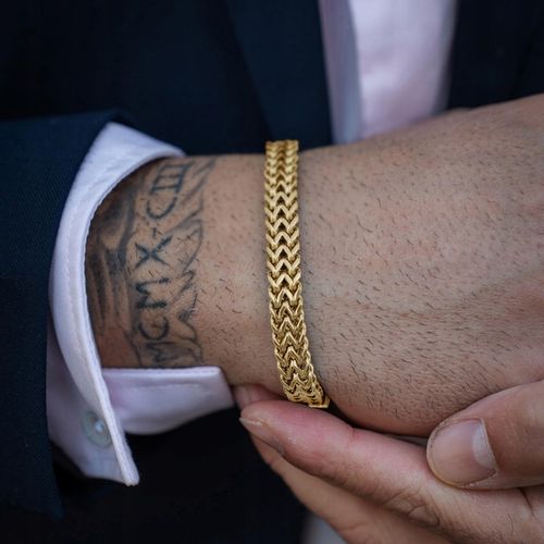 Bransoletka męska ze stali szlachetnej SERASAR [Franco] - Złota - 20cm na Arena.pl