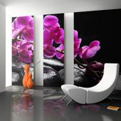 Fototapeta - Chwila relaksu : orchidea i kamienie zen 400x309