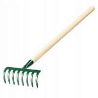 MAŁE GRABKI GRABIE DO LIŚCI TRAWY OGRODOWE 66 cm 8 ZĘBÓW TRZONEK DREWNIANY