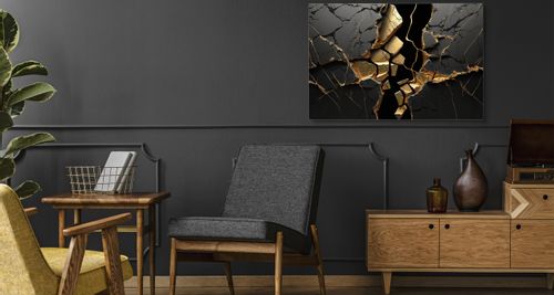 Obraz Canvas Do Jadalni Czarny MARMUR Abstrakcja Efekt 3D 100cm x 70cm na Arena.pl