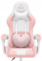 FOTEL GAMINGOWY Biurowy Obrotowy Hell's Chair Rainbow Pink- White Ekoskóra