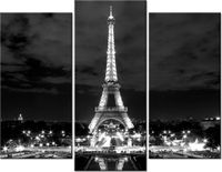 60 90CM OBRAZ 3 ELEM WIEŻA EIFFLA BLACKANDWHITE ŚCIENNY DRUK PŁÓTNO