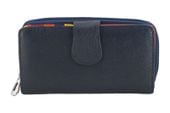Kolorowy portfel skórzany damski granatowy
