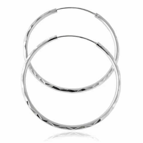 ELEGANCKIE SREBRNE KOLCZYKI KOŁA KÓŁKA KÓŁECZKA 4CM DIAMENTOWANY WZÓR na Arena.pl