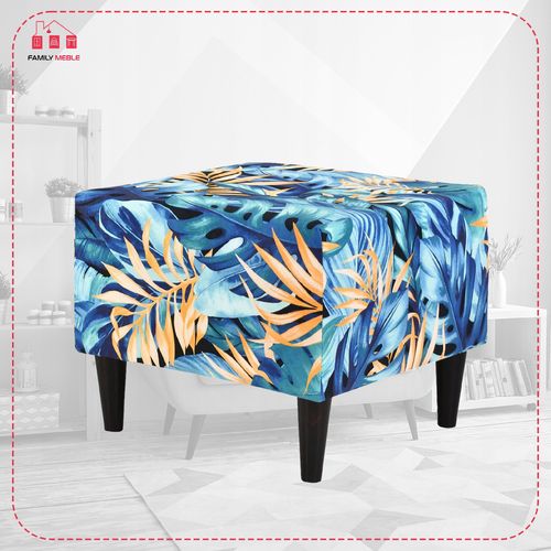 Fotel uszak ARI PRINT z podnóżkiem, skandynawski Family Meble monstera na Arena.pl