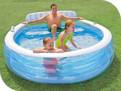 Basen Ogrodowy Dmuchany Intex z Ławeczką Oparciem na Arena.pl