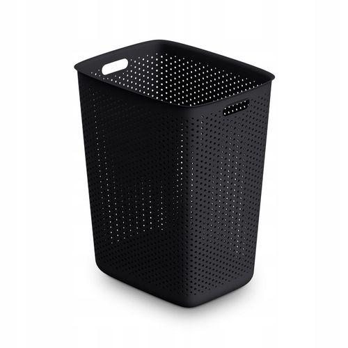 DUŻY KOSZ NA PRANIE BIELIZNĘ Z POKRYWĄ POJEMNY 60L CZARNY ELEGANCKI na Arena.pl