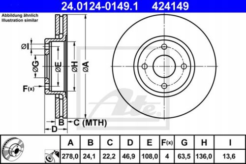 TARCZA HAM PRZOD 278X24 V ATE na Arena.pl