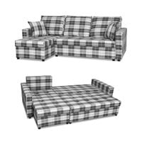 Narożnik rogówka Winston funkcja spania FamilyMeble krata granatowo - biała