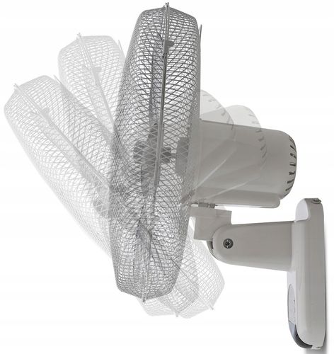 WENTYLATOR ŚCIENNY z PILOTEM Wiatrak na Ścianę BIAŁY 45W OSCYLACJA na Arena.pl