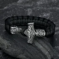 Bransoletka z paracordu Asgard Crafted Mjolnir - srebrna