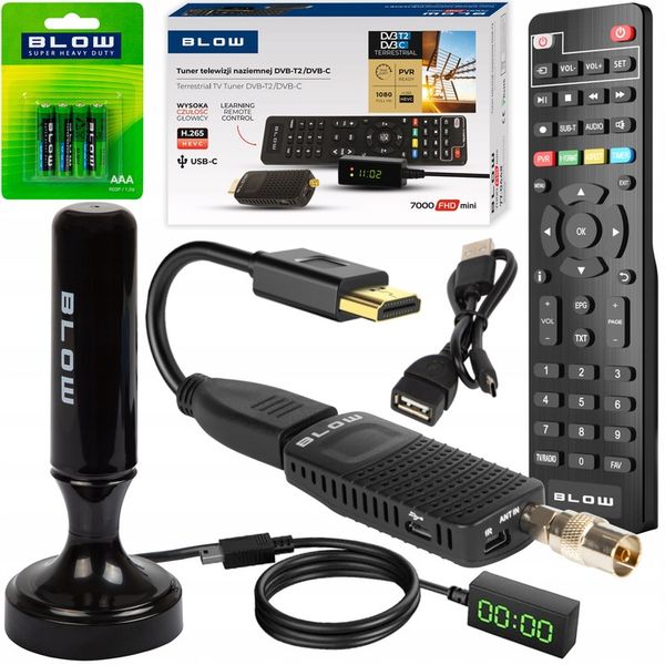 DEKODER TUNER TV DVB-T2 HEVC H.265 FULL HD MINI PILOT ANTENA 4x zdjęcie 1