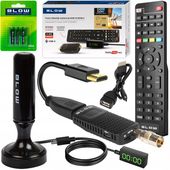 DEKODER TUNER TV DVB-T2 HEVC H.265 FULL HD MINI PILOT ANTENA 4x