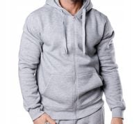 Męska bluza dresowa z kapturem rozpinana M szara
