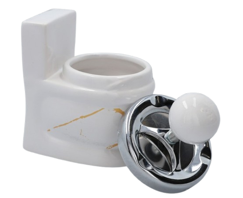 Biała Popielniczka w Kształcie Kibelka WC Toalety Zamykana Obrotowa Gentelo na Arena.pl