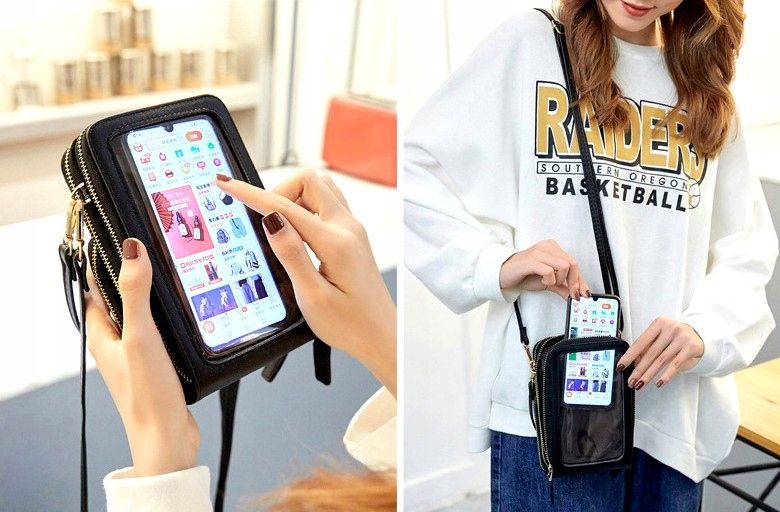 Damska Torebka Na Telefon Mini Portfel Listonoszka zdjęcie 8