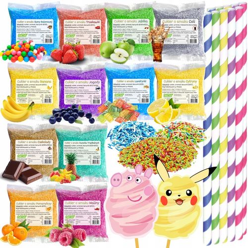 Cukier 12x 100g Kolorowy Do Waty w Saszetkach + Posypki Słomki na Arena.pl