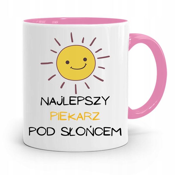 Kubek Różowy Dla Piekarza Najlepszy Pod Słońcem Z Nadrukiem Ze Zdjęciem zdjęcie 1