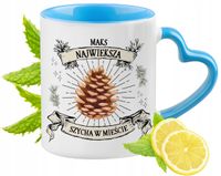 Dla Maksa Kubek Błękitny Z Uszkiem W Kształcie Serca Na Prezent Z Nadrukiem