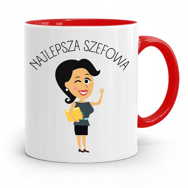 Kubek Czerwony Dla Szefowej Najlepsza Szefowa Z Nadrukiem Ze Zdjęciem zdjęcie 1