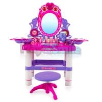 DUŻA TOALETKA ŚWIATEŁKA TABORET LUSTERKO AKCESORIA SUSZARKA