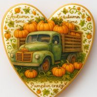 CIASTKO LUKROWANE PAMPKIN BIG TRUCK ROZ.L SERCE JESIEŃ RĘCZNIE ROBIONE