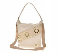 Laura Biaggi - torebka worek nity beżwoy groszek + złoty mat KB231