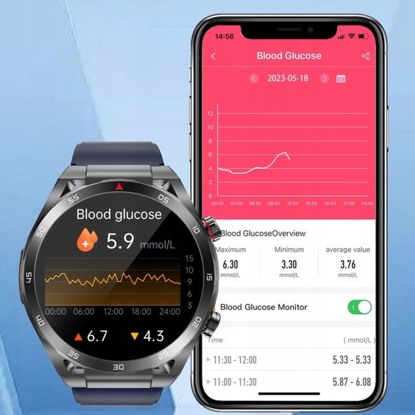 SMARTWATCH ZEGAREK MĘSKI GLUKOZA POMIAR CUKRU EKG CIŚNIENIE MENU POLSKIE zdjęcie 4