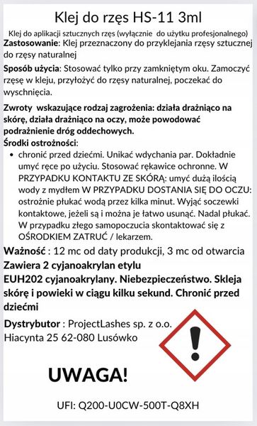 Klej do rzęs HS-11 ProjectLashes 3g + GRATIS zdjęcie 8