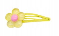 Dziewczęca spinka żółty kwiatek z różowym środkiem na zatrzask klik 6cm
