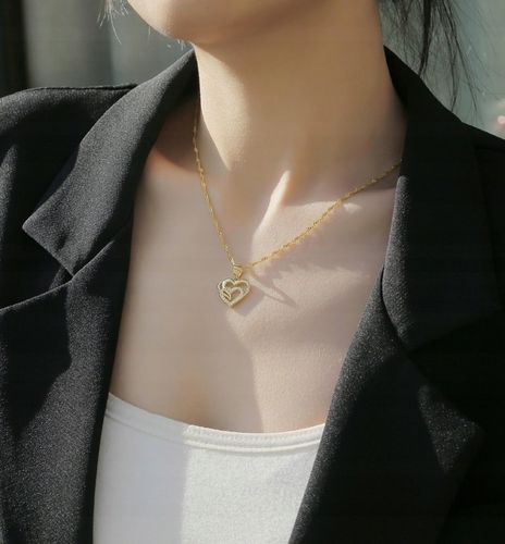 Srebrny naszyjnik serce łańcuszek damski srebro pozłacane 925 na Arena.pl