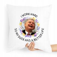 Poduszka Prezesa Pis Jarosław Kaczyński Work Hard Z Nadrukiem Ze Zdjęciem