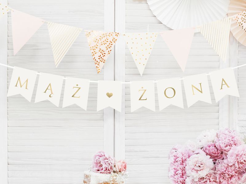 Baner flagi, Mąż Żona, 110 cm biały zdjęcie 3