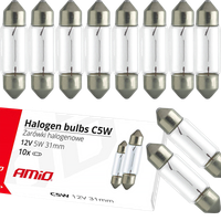 10X ŻARÓWKI C5W RURKI 31MM 12V ŻARÓWKA RURKA C10W RURKOWE DO AUTA HOMOLOGAC