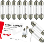 10X ŻARÓWKI C5W RURKI 31MM 12V ŻARÓWKA RURKA C10W RURKOWE DO AUTA HOMOLOGAC