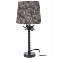 Lampa CZARNA ZŁOTA lampka stołowa nocna z kloszem abażurem dekoracyjna