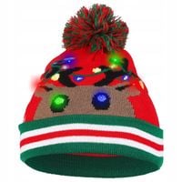 Czapka LED Świecąca Uniwersalna Zimowa z Pomponem Świąteczna Moraj