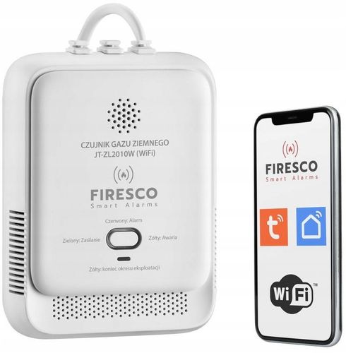 CZUJNIK GAZU ZIEMNEGO LNG METAN Firesco JT-ZL2010W Z MODUŁEM WiFi Tuya na Arena.pl