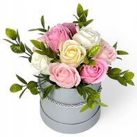 FLOWER BOX KWIATY MYDLANE PREZENT WALENTYNKI DZIEŃ KOBIET RÓŻE MYDLANE