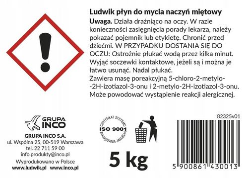 LUDWIK Płyn do mycia naczyń miętowy 5 kg na Arena.pl