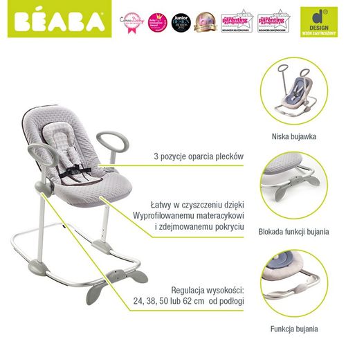 Beaba "Bouncer Up&Down II" Leżaczek grey/blue na Arena.pl