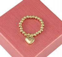 PIERŚCIONEK ZŁOTY ELASTYCZNY STAL 316 L SERCE 3 D