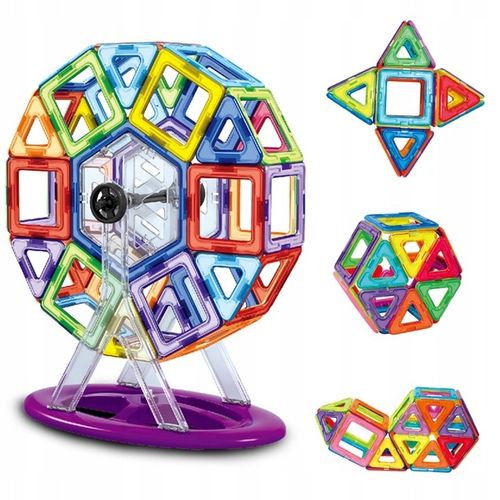 KLOCKI MAGNETYCZNE KONSTRUKCYJNE PANELE NEODYMOWE DLA DZIECI ZESTAW 128 EL. na Arena.pl