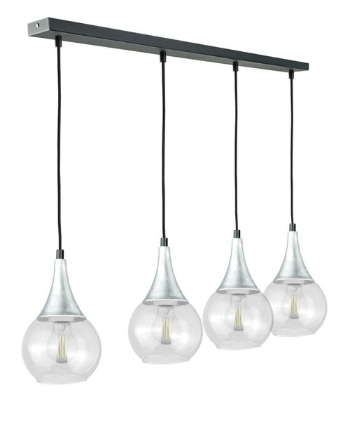 Lampa wisząca 4xE27 LACRIMA CLEAR BLACK/SILVER zdjęcie 1