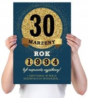 KARTKA XXL Z IMIENIEM URODZINOWA NA 30 URODZINY 1994 1995 1996 LAT + IMIĘ